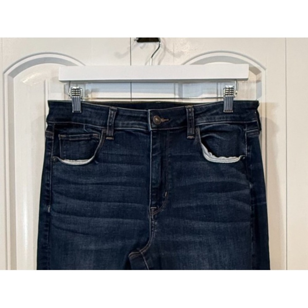 American Eagle Next Level Stretch Jeans Women's 12 Long Dark Wash Straight Leg D - Picture 4 of 10